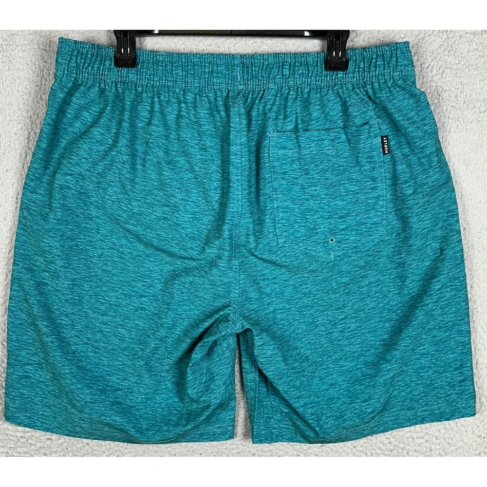 NEW Hurley Swim Shorts Mens 2XL Teal Blue Heather Lined Swimtrunks Board Shorts